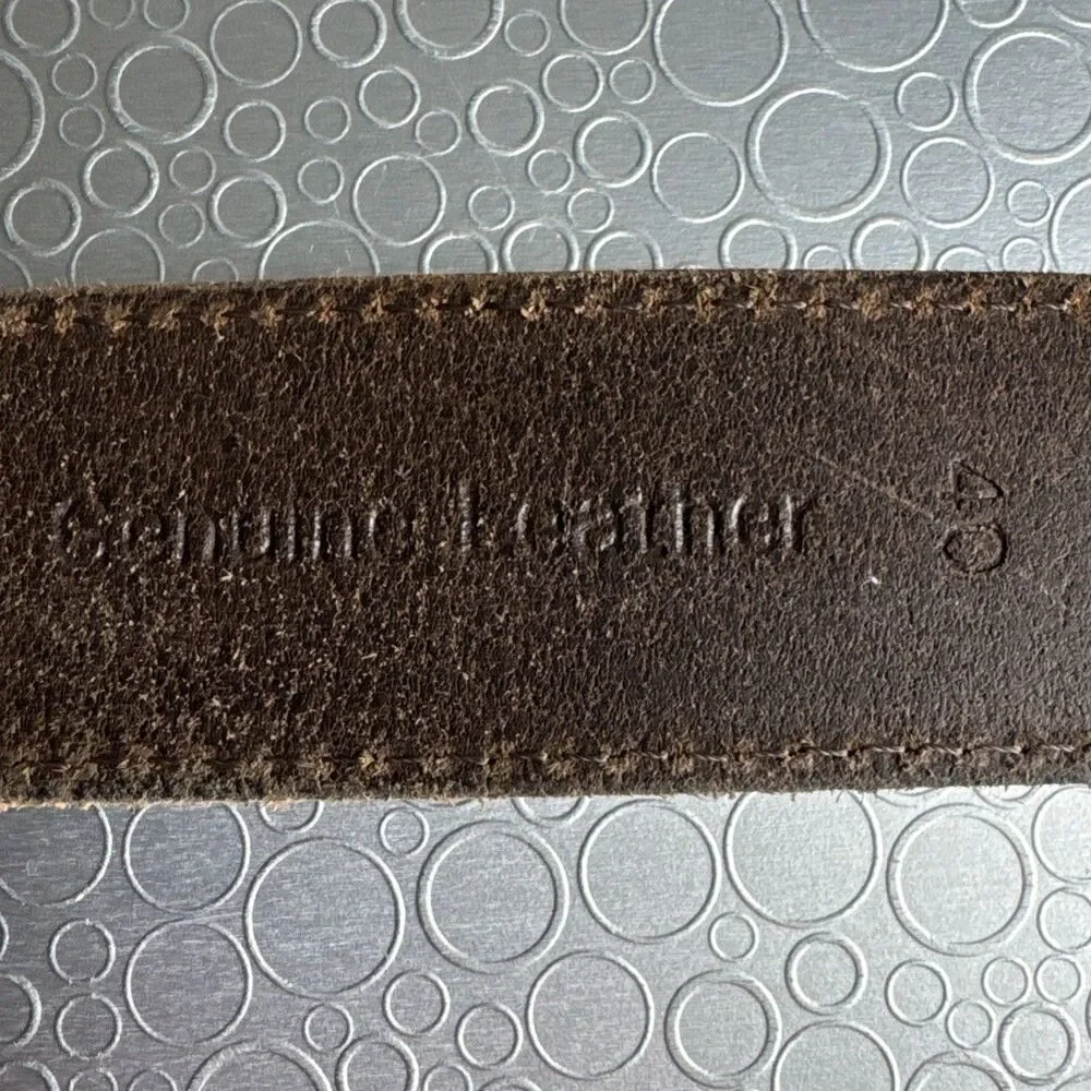 Timberland Mens Brown Leather Belt 40 White Contrast Stitch Rugged Workwear